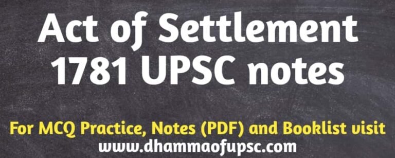 Act of settlement 1781 UPSC